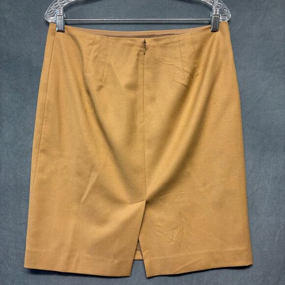 Talbots Skirt Tan Wool Blend Lined Zip Up Zipper Straight Pencil Preppy Office - Picture 2 of 13